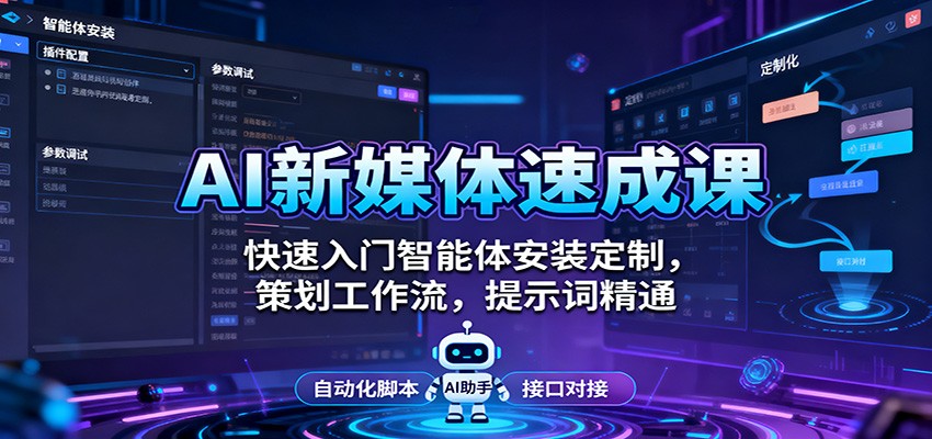 AI新媒体速成课:快速入门智能体安装定制,策划工作流,提示词精通-摇钱树